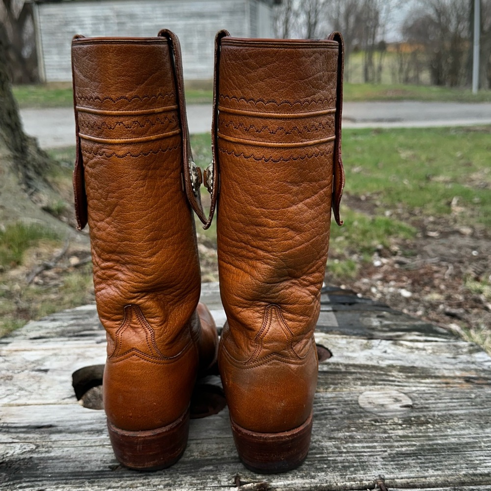 Vintage Lucchese Concho Cowboy Boots Women’s 9 Men’s 7 Western Patina Tobacco - Picture 7 of 13
